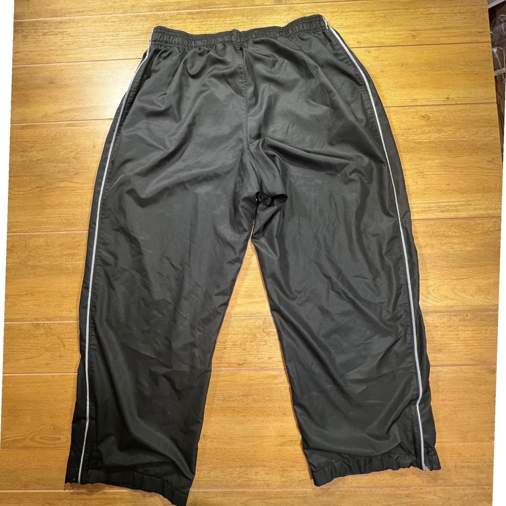 Vintage Champion‎ Black Athletic Track Pants Side Stripe Drawstring Waist Lg Y2k
